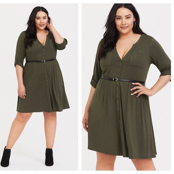 torrid Dresses & Skirts - TORRID Jersey Shirt Dress Olive Green {GG20}